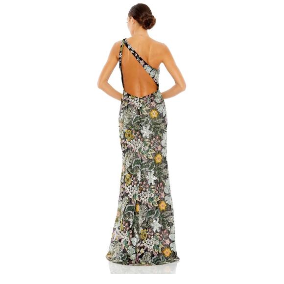 Mac Duggal Floral One Shoulder Gown - 49774 Size 12 NWT - Picture 3 of 9